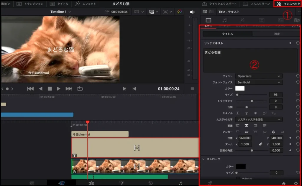 インスペクタ画面